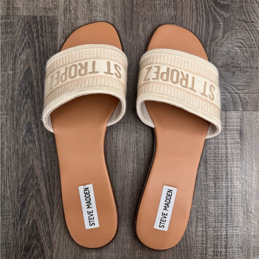 Auth.✅ NWOB Steve Madden “Knox” Slides in “Saint Tropez” Size 9.5✨